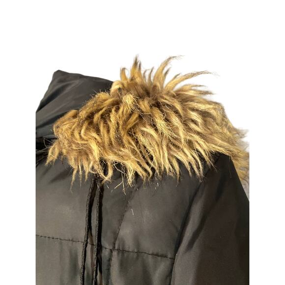 Tommy Hilfiger Black Long Down Blend Quilted Faux Fur Hooded Coat Women Sz S - Picture 9 of 14